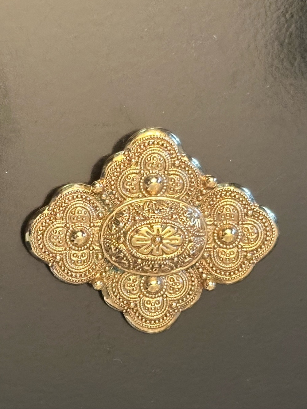 Vintage 1950s 1928 Jewelry Company Filigree Floral Statement Brooch Scarf Clip
